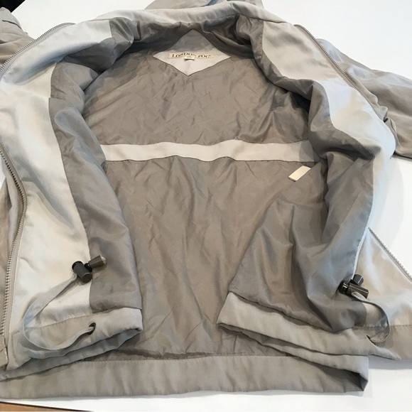 London Fog Sz M Petite Full Zip Hooded Jacket Coat Lined Drawstring Waist Beige - Picture 6 of 8